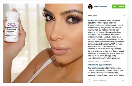 Kim Kardashian Diclegis instagram